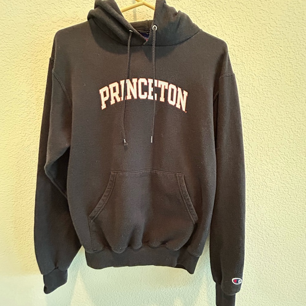Champion Black Hoodie with White Print